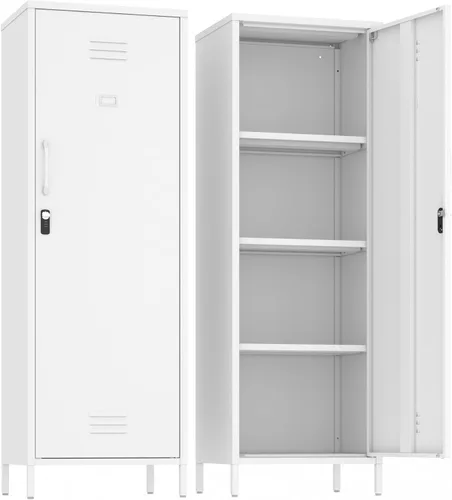 Miniatura 17 de Armario de almacenamiento de metal con puertas y estante, gabinetes de almacenamiento para oficina, aparador para oficina, sala de estar, comedor