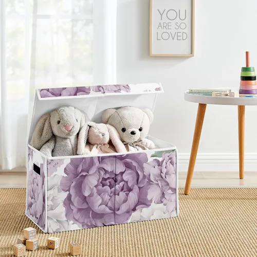 Miniatura 3 de Sweet Jojo Designs Caja de almacenamiento plegable de juguetes con tapa para habitación de bebé, habitación de niños, marfil, bohemio, vintage
