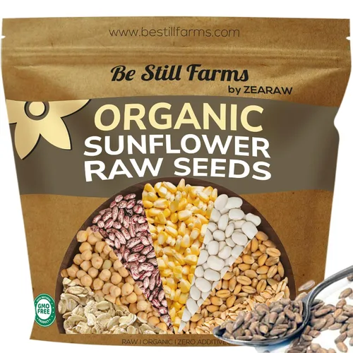 Be Still Farms - Semillas de girasol crudas orgánicas sin cáscara (4.8 libras) - Granos de flor de sol sin sal a granel no tostados sin nueces -