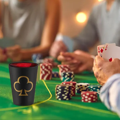 Miniatura 6 de Hoolerry 72 vasos de plástico para fiestas de casino de 9 onzas, decoración de fiesta temática de casino, póker Las Vegas, vaso de chupito, juego