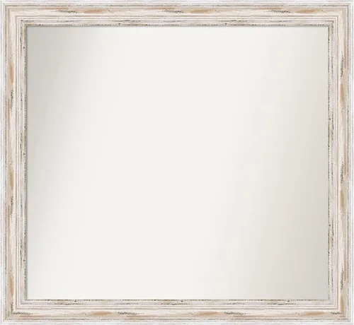 Miniatura 500 de Amanti Art Espejo de baño blanco para sobre el fregadero, 30 x 35 pulgadas, espejo de tocador rectangular estrecho de Eva de oro blanco, marco