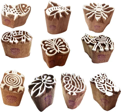 Miniatura 28 de Sellos de impresión de arcilla Arty Crafty pequeños bloques de madera con forma floral (juego de 10) Htag2101