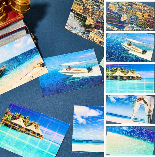 Miniatura 4 de Clabby 36 hojas de papel holográfico para pegatinas A4, láminas laminadas holográficas de vinilo, autoadhesivas, impermeables, transparentes, 11.7 x