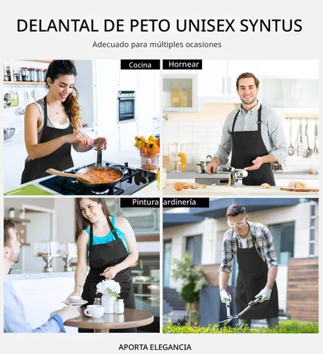 Miniatura 6 de Syntus Paquete de 12 delantales con peto, delantales unisex, ajustables, resistentes a las gotas de agua, con 2 bolsillos, delantal de cocina