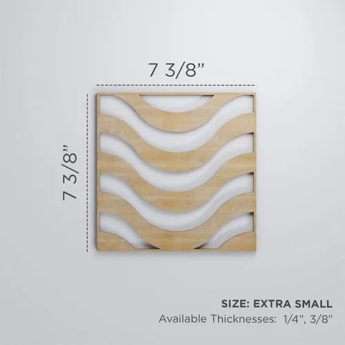 Miniatura 2 de 7 3/8"W X 7 3/8"H Extra Pequeño Parker Decorativo Calado Paneles De Pared De Madera, Aliso