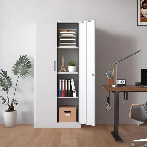 Miniatura 7 de Gabinete de almacenamiento de metal con cerradura, armario de almacenamiento de metal con bloqueo de 69 pulgadas con 3 estantes ajustables, gabinete