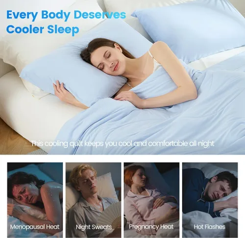 Miniatura 6 de Edredón refrescante tamaño Queen, manta transpirable para personas que duermen con calor, ropa de cama ligera para todas las estaciones para sudores