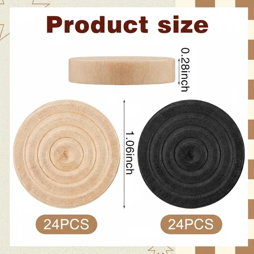 Miniatura 2 de Sumind 48 piezas de madera de damas de 1.06 pulgadas en bolsa de almacenamiento con cordón, juego de mesa con borde apilable para viajes, oficina