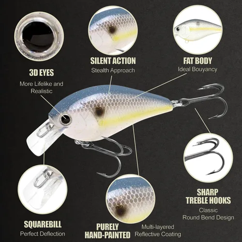 Miniatura 3 de LUCKY CRAFT LC 1.5 Silent Squarebill Crankbait Fishing Lure, 2-3/8", Bass Fishing Lures for Freshwater, Hard Crankbait with Treble Fishing Hooks