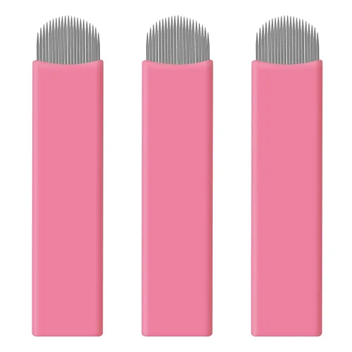 Miniatura 14 de 50 piezas de hoja de microblading desechables rosa #16 nano-cuchillas 0.006 in nano-agujas perfectas para trazos de cabello, cejas, agujas más finas