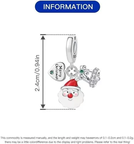 Miniatura 4 de Bell and Santa Claus, elefante, ardilla, estatua de la libertad de Nueva York, dije de plata de ley 925 para mujer, regalo para pulsera y collar