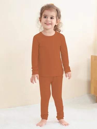 Miniatura 19 de GUISBY Conjunto de pijama de rayón de bambú para niños y niñas, ajuste cómodo, para uso diario, conjunto de pijama de 2 piezas