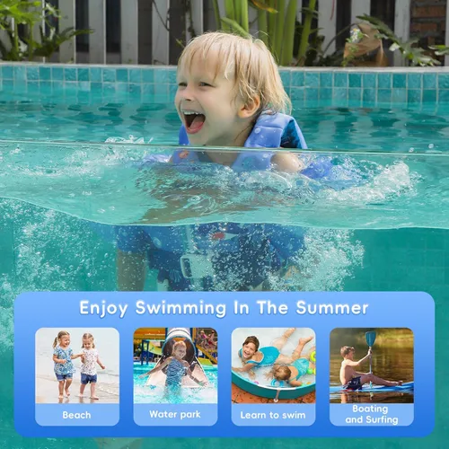 Miniatura 3 de Chaleco de natación para niños pequeños para niños de 20 a 44 libras, chaleco de entrenamiento de natación ajustable con correa de seguridad