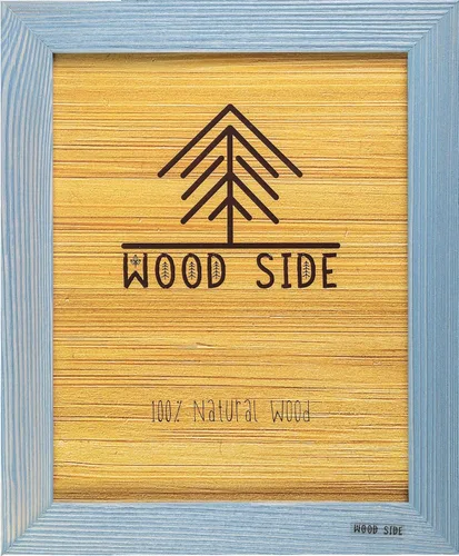 Portarretratos de póster de madera rústica 11x17 - Madera maciza natural ecológica con acabado envejecido para montaje en pared - Azul