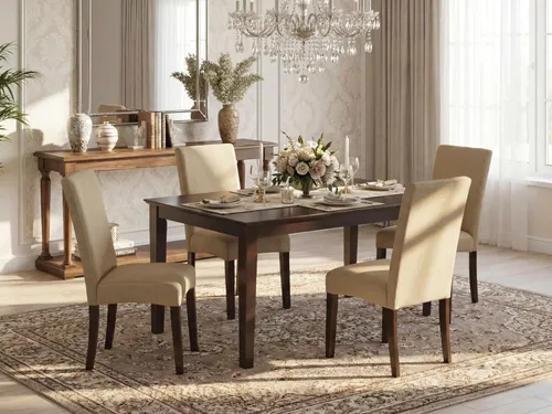 Miniatura 2 de East West Furniture CADR5-CAP-03 - Juego de mesa de comedor moderno de 5 piezas, incluye una mesa rectangular de madera y 4 sillas Parson tapizadas