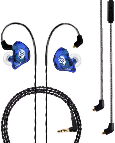Miniatura 12 de BASN Auriculares profesionales intrauditivos con monitor para cantantes, bateristas y músicos con conector MMCX IEM (Pro Clear Negro)