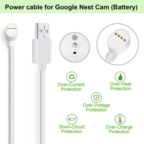 Miniatura 2 de iMah Cable de alimentación solo para Google Nest Cam (batería), cable de carga resistente a la intemperie - 6.56 pies (6.6 ft), paquete de 2