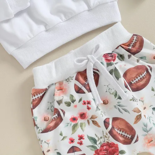 Miniatura 4 de CIYCUIT Conjunto de 3 piezas de sudadera de margaritas + pantalones + diadema, ropa infantil de otoño e invierno