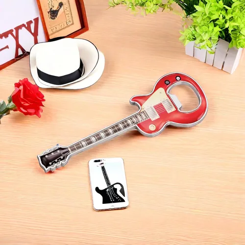 Miniatura 4 de 1 pieza/set abridor de botellas abridor de botellas de cerveza abridor de botellas con forma de guitarra regalo de guitarra accesorios de cocina Rojo