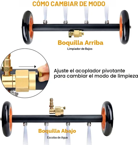 Miniatura 4 de EVEAGE Escoba de agua 2 en 1 para lavadora a presión del tren de rodaje de 16 pulgadas, accesorio para lavadora a presión debajo del automóvil