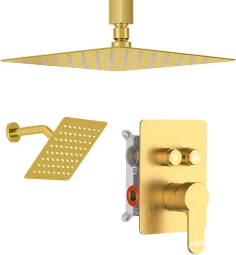Miniatura 19 de Shower Faucet Set Brushed Nickel Shower System, Dual Head Shower Set STARBATH 12'' Ceiling Mount and 6''Wall Mount Rainfall Shower Systems with