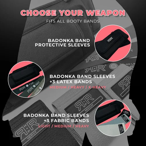 Miniatura 8 de Fundas Protectoras BADONKA para Bandas de Glúteos - Incluye 3 Bucles de Resistencia Opcionales de Tela o Látex - 3 Niveles de Resistencia - Bandas
