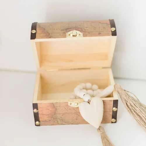 Miniatura 5 de Woodpeckers Cofre de madera de 6 pulgadas, paquete de 2 con tapa con bisagras, ideal para manualidades/decoración de bodas