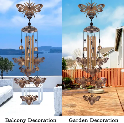 Miniatura 5 de Campanillas de viento de bronce con abejas para exterior/interior/jardín/hogar/balcón/césped/árbol/patio/decoración de jardín, atrapavientos retro