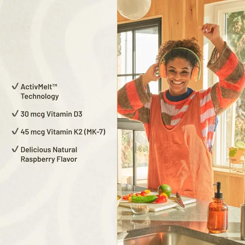 Miniatura 4 de KAL Vitamina D3 K2 ActivMelt - Suplemento de apoyo inmunológico con vitamina D como D3 y MK7 VIT K2 para apoyar huesos fuertes, tabletas