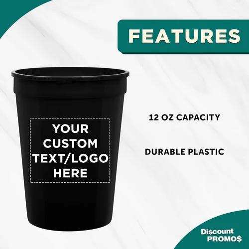 Miniatura 3 de DISCOUNT PROMOS Vasos de plástico personalizados + tamaño de 12 onzas + diseño de fiesta desechable + juego a granel (10, 50 o 100) ideal
