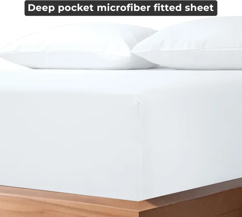 Miniatura 6 de Royale Linens Paquete de 2 sábanas bajeras, sábanas elásticas, sábana bajera individual XL, suave y transpirable, microfibra 1800, resistente a