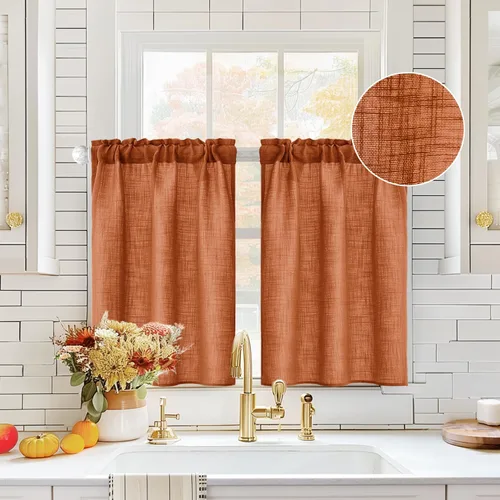 Miniatura 50 de MIULEE Cortinas de Halloween para cafetería de 24 pulgadas de largo, cortina de media ventana semitransparente, cortinas de lino cortas estilo casa