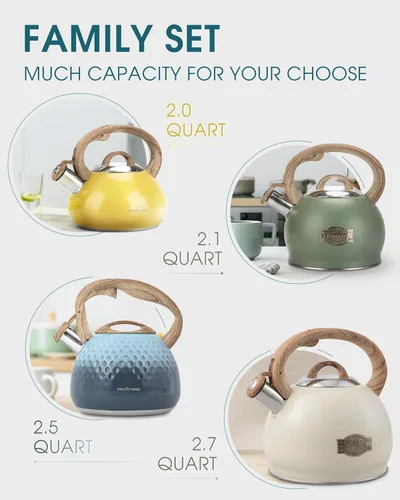 Miniatura 8 de Hauce Radio Hervidor de té, tetera silbante de acero inoxidable de grado alimenticio para estufa con mango ergonómico anti-calor, boquilla para té