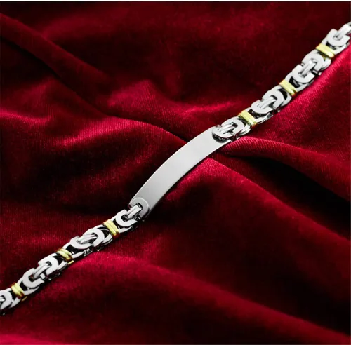 Miniatura 4 de Pulsera bizantina chapada en oro de acero inoxidable personalizado con alerta médica para la conciencia de enfermedades y enfermedades para mujeres