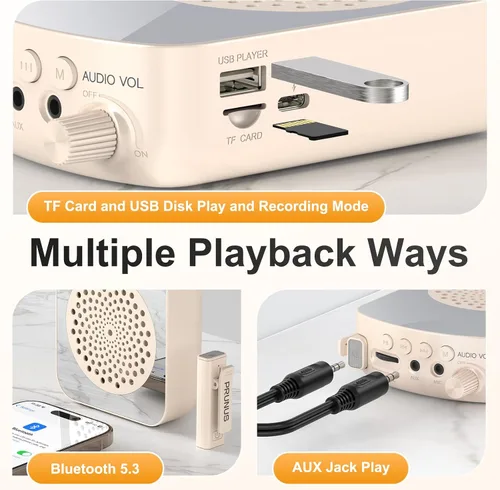 Miniatura 7 de PRUNUS Amplificador de voz A10 inalámbrico con micrófono Lavalier carga y almacenamiento, amplificador de voz portátil con altavoz de micrófono
