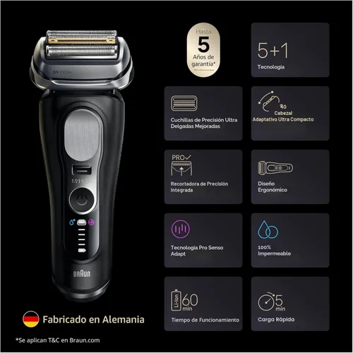 Miniatura 2 de Braun Afeitadora eléctrica Series 9 PRO+, Pro SensoAdapt, centro de cuidado inteligente 6 en 1, maquinilla de afeitar húmeda y seca, 9660CCPS