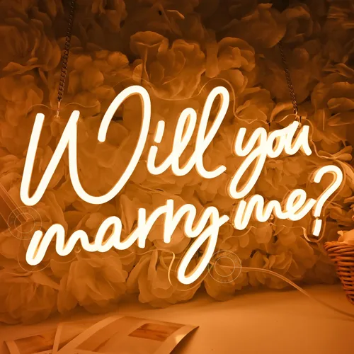 Miniatura 7 de SYLHOME Letrero de luz LED de neón con texto en inglés "Will You Marry Me?", propuesta para colgar en la pared, decoración de compromiso, día de San