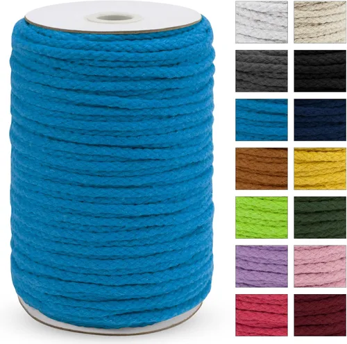 Miniatura 31 de JeogYong - Cuerda de macramé trenzada 5mm x 90m, cuerda de algodón trenzada de 8 hebras natural, cuerda de cordón de dibujo colorida para colgar
