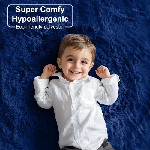 Miniatura 2 de PAGISOFE Alfombra Redonda Azul Marino Suave de 4 Pies, Alfombras Circulares para Dormitorio de Niños, Alfombras Peludas Esponjosas, Alfombra