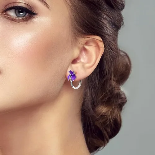 Miniatura 2 de Aretes de plata de ley 925 para mujer, aretes de aro hipoalergénicos en forma de U en forma de corazón