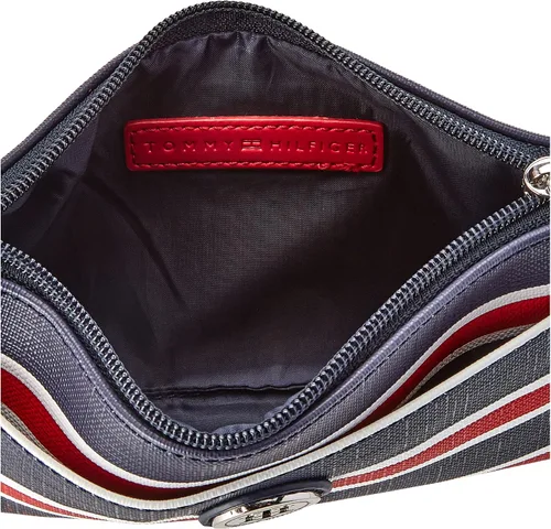 Miniatura 5 de Tommy Hilfiger Bolso de mano con estampado de rayas azules y rojas para mujer, Azul marino, M