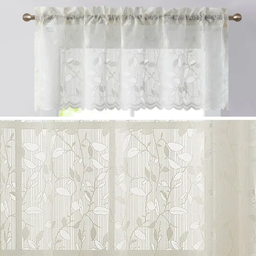 Miniatura 18 de HLC.ME Joyce - Cortina de encaje transparente para cocina, cafetería, para ventanas pequeñas, cocina y baño, 30 pulgadas de ancho x 36 pulgadas