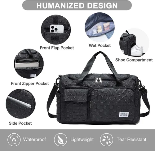 Miniatura 278 de Pequeña bolsa de gimnasio para mujer, bolsa de viaje con compartimento para zapatos