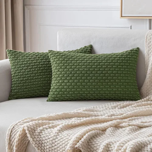 Miniatura 51 de MIULEE - Paquete de 2 fundas de cojín decorativas, modernas y boho, de terciopelo, con textura a rayas, para sofá, cama, sala de estar, decoración