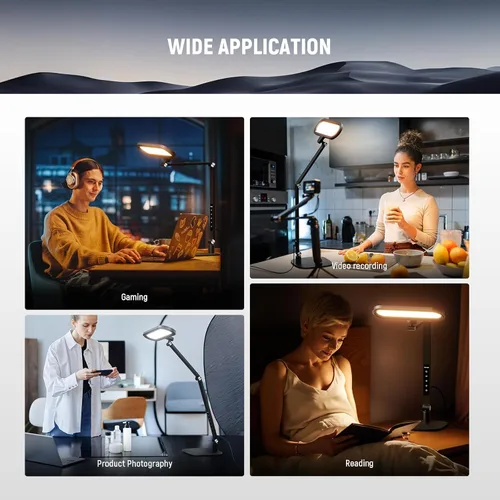 Miniatura 2 de NEEWER Basics - Lámpara LED de escritorio de 16 W para iluminación de lectura de videoconferencias en casa, oficina en casa, cuidado de los ojos