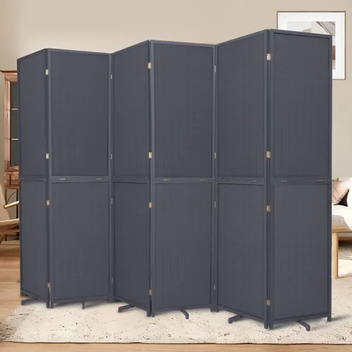 Miniatura 11 de Divisor de pared de bambú de 6 paneles, 106 pulgadas de ancho x 67 pulgadas de alto, diseño plegable con base extra estable, pantalla divisora