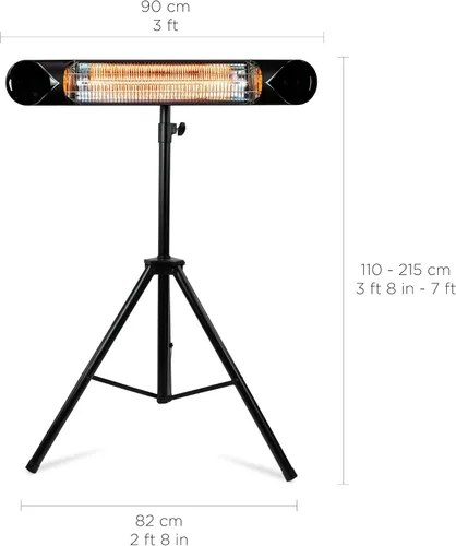 Miniatura 3 de Briza Calentador eléctrico infrarrojo para patio - Calentador de interior/exterior - Calentador portátil de pared/garaje - 1500 W - uso con soporte