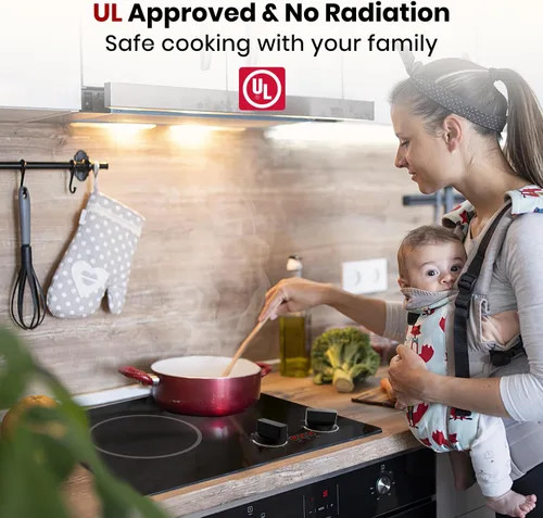 Miniatura 2 de GASLAND Estufa eléctrica de apartamento con 2 quemadores, estufa de vidrio radiante integrada de 21 pulgadas, certificación UL, estufa eléctrica