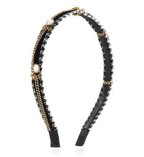 Miniatura 12 de YARN & INK Cintas para el cabello de mujer con perlas barrocas de terciopelo y lazo de strass, estilo retro vintage hecho a mano, elegante accesorio