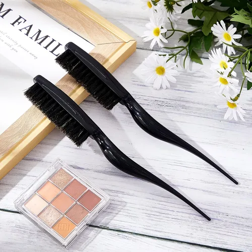 Miniatura 4 de Frienda 2 piezas de cepillo de pelo de broma de cerdas de jabalí peine para mujeres, cerdas de nailon de jabalí de salón de belleza, estilo de Negro